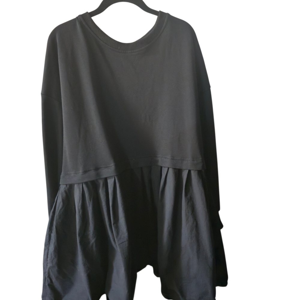 Women’s Black Tunic Top - Oversized Drop-Waist Tunic